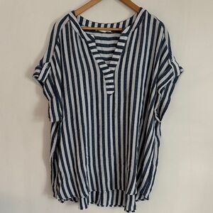 Jane + Delancey Women Striped Pullover Short Sleeves Top Size 1X